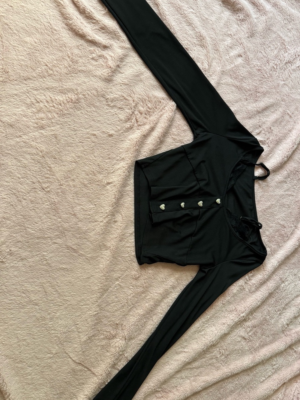 Black Long Sleeve Button-Front Women's Top